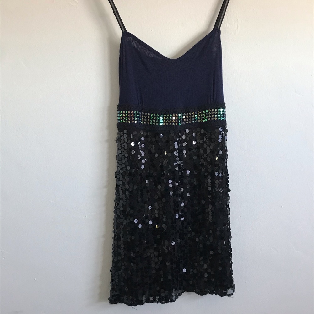Free People black and navy blue sequin dress
